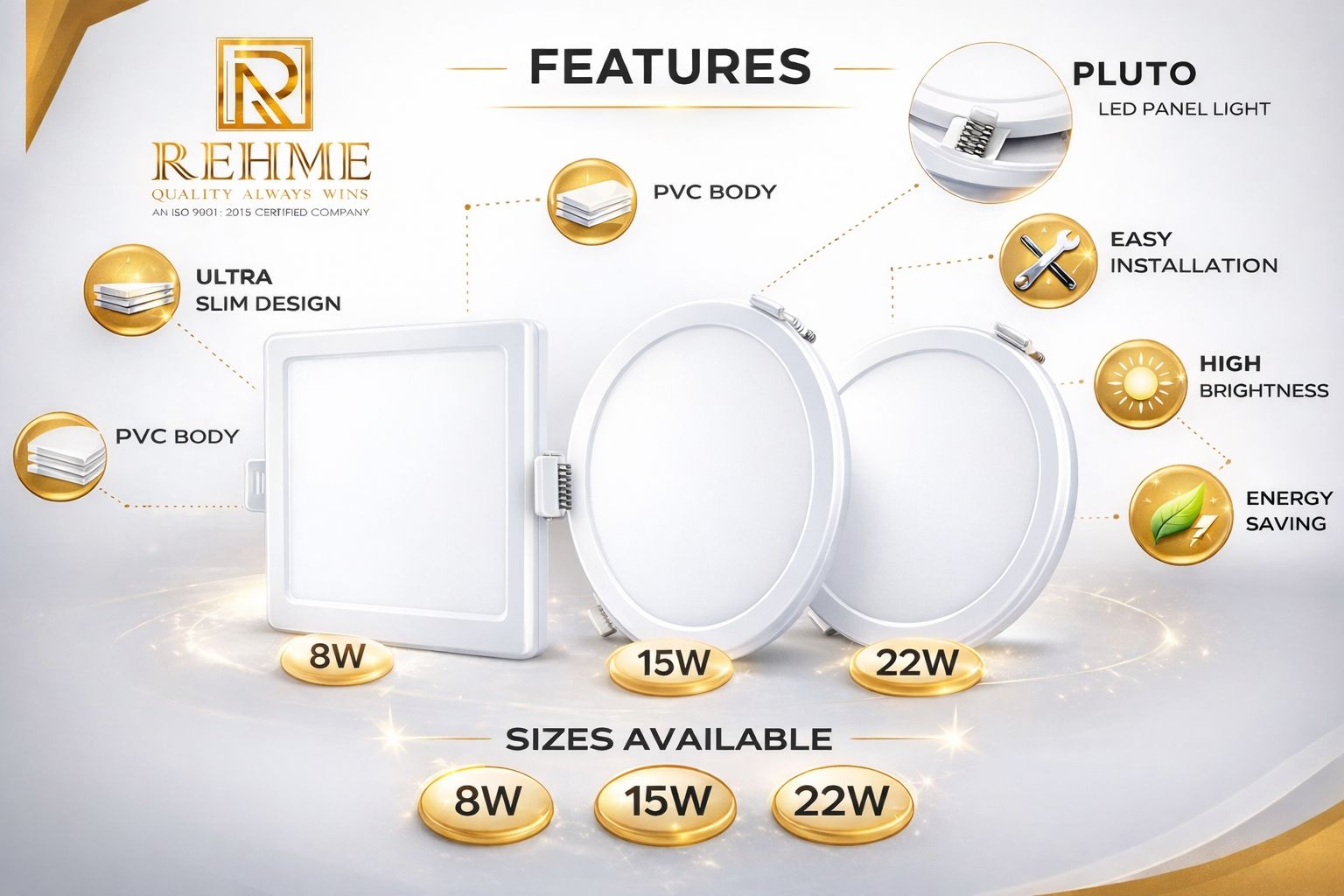 Pluto Pannel 8W , 15W & 22W